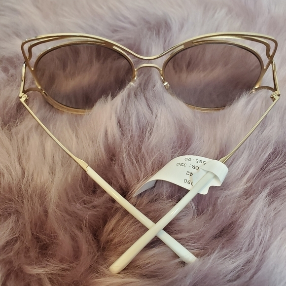 𝅺ROBERTO Cavalli Cat Eye Sunglasses Gold NWT - Picture 7 of 12